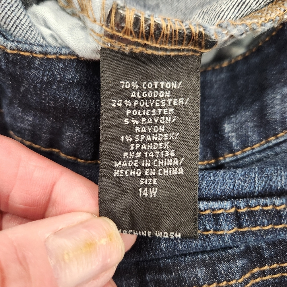 Vintage 1822 Denim Jeans Womens 14 Ankle Tapered Blue Dark Wash Stretch China - Picture 6 of 13